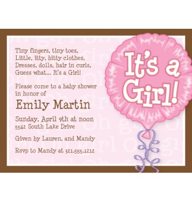 Baby Shower Invitations, It's A Girl